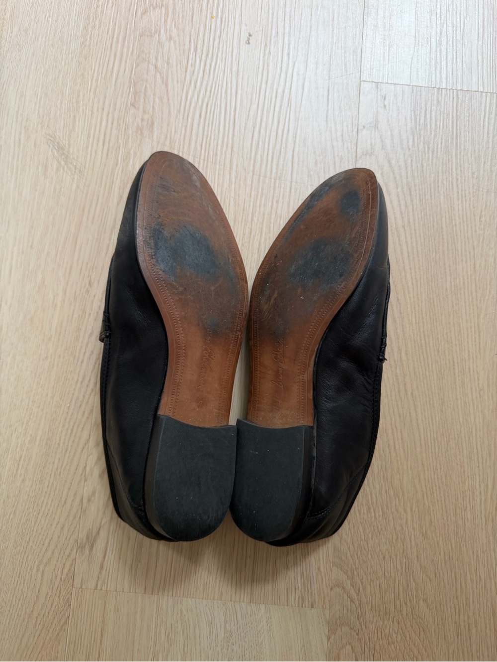 Sam Edelman Black Leather Loafers with Gold Horsebit - Picture 3 of 6